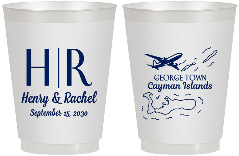 Personalized Wedding 16 oz Frosted Cups - Cayman Island | 544