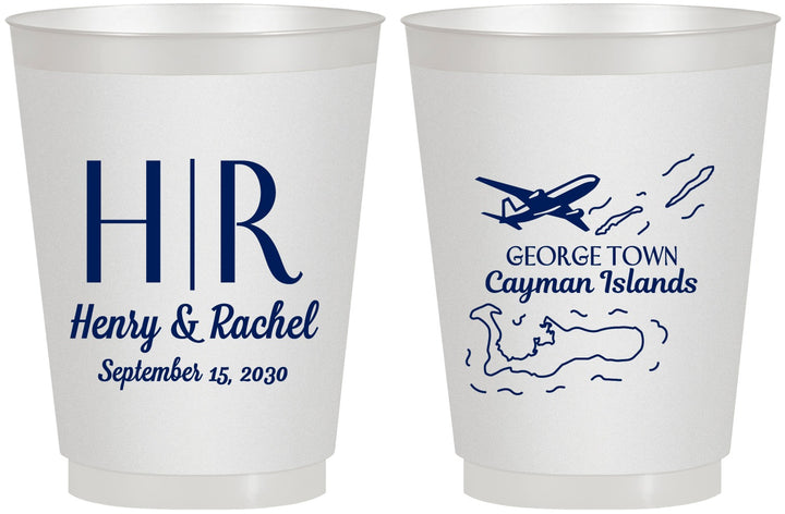 Personalized Wedding 16 oz Frosted Cups - Cayman Island | 544