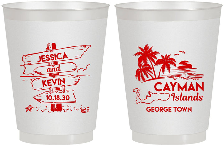 Personalized Wedding 16 oz Frosted Cups - Cayman Island | 545