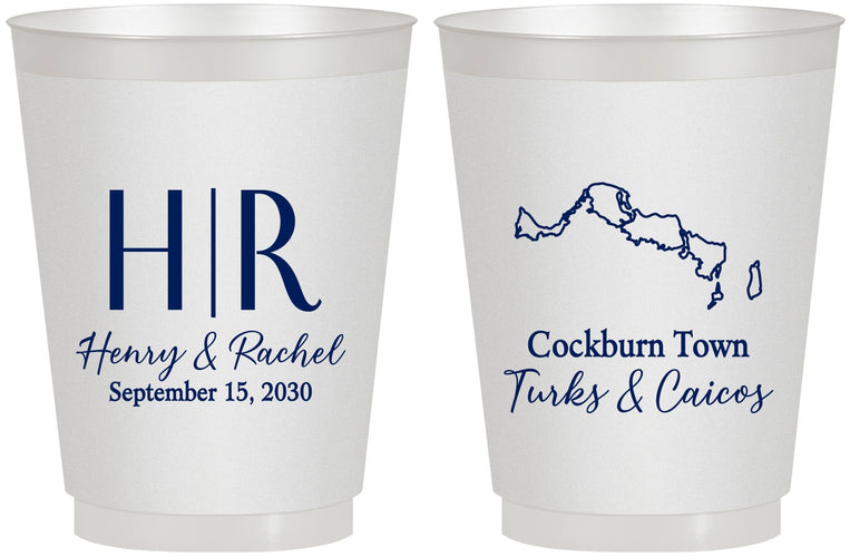 Personalized Wedding 16 oz Frosted Cups - Turks And Caicos | 546