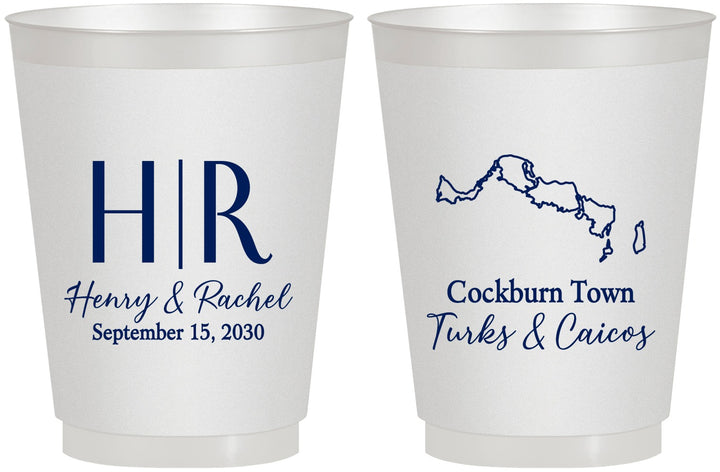 Personalized Wedding 16 oz Frosted Cups - Turks And Caicos | 546