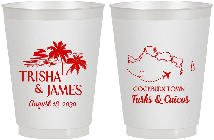Personalized Wedding 16 oz Frosted Cups - Turks And Caicos | 547