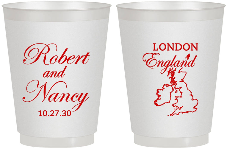 Personalized Wedding 16 oz Frosted Cups - England | 548