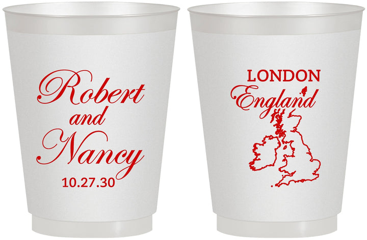 Personalized Wedding 16 oz Frosted Cups - England | 548