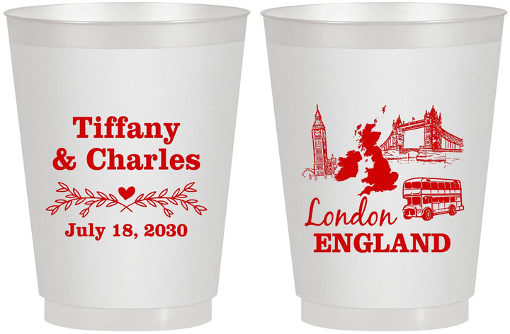 Personalized Wedding 16 oz Frosted Cups - England | 549