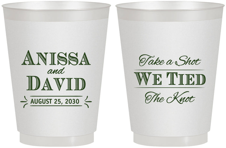 Personalized Wedding 16 oz Frosted Cups - Take A Shot We Tied The Knot | 551