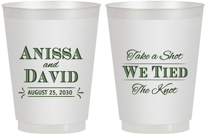 Personalized Wedding 16 oz Frosted Cups - Take A Shot We Tied The Knot | 551