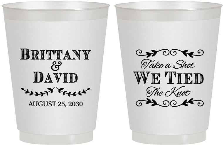 Personalized Wedding 16 oz Frosted Cups - Take A Shot We Tied The Knot | 552