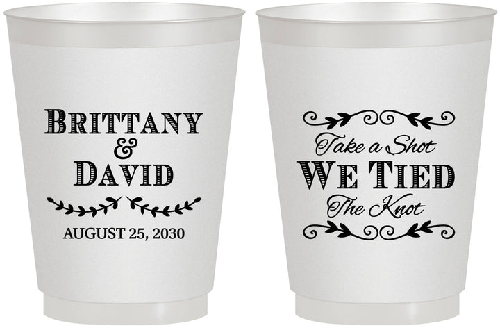Personalized Wedding 16 oz Frosted Cups - Take A Shot We Tied The Knot | 552