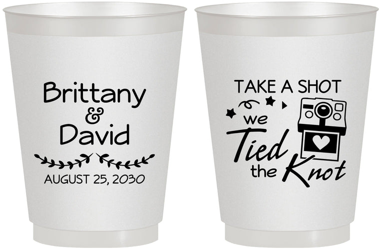 Personalized Wedding 16 oz Frosted Cups - Take A Shot We Tied The Knot | 553