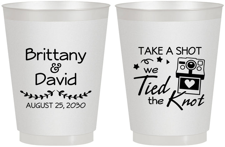 Personalized Wedding 16 oz Frosted Cups - Take A Shot We Tied The Knot | 553