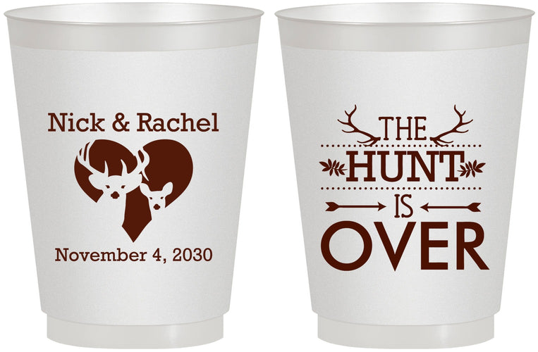 Personalized Wedding 16 oz Frosted Cups - The Hunt Is Over | 554