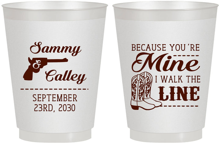 Personalized Wedding 16 oz Frosted Cups - I Walk The Line | 555