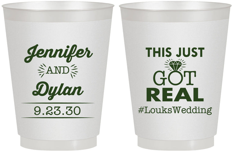 Personalized Wedding 16 oz Frosted Cups - Just Got Real | 557