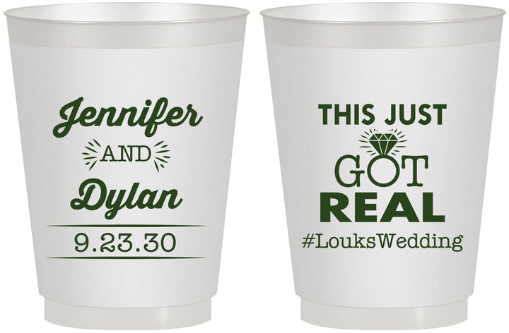 Personalized Wedding 16 oz Frosted Cups - Just Got Real | 557