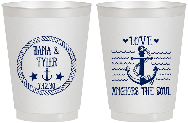 Personalized Wedding 16 oz Frosted Cups - Anchor The Soul | 558
