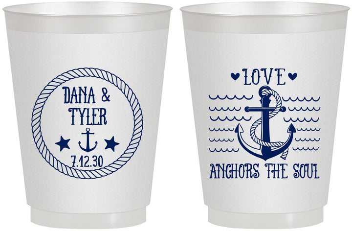Personalized Wedding 16 oz Frosted Cups - Anchor The Soul | 558