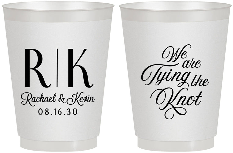 Personalized Wedding 16 oz Frosted Cups - Monogram Tying Knot | 559