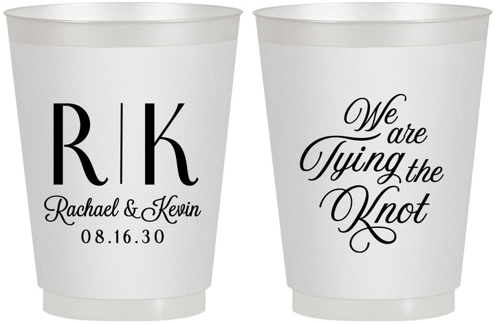 Personalized Wedding 16 oz Frosted Cups - Monogram Tying Knot | 559