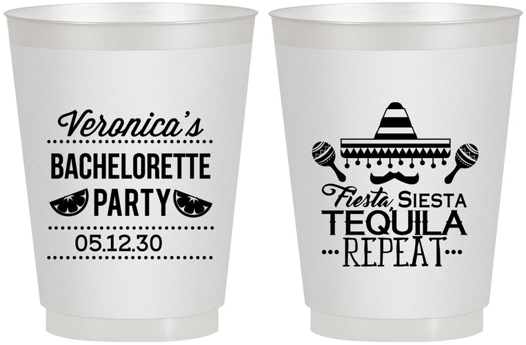 Personalized Bachelorette 16 oz Frosted Cups - Fiesta Siesta Tequila Repeat | 60000