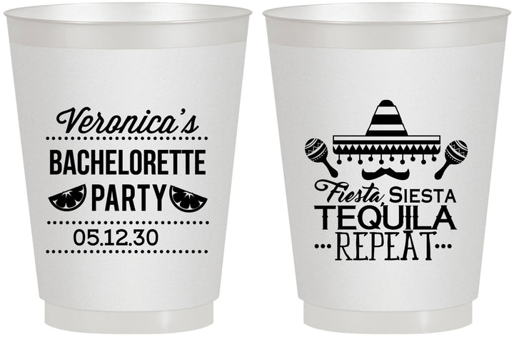 Personalized Bachelorette 16 oz Frosted Cups - Fiesta Siesta Tequila Repeat | 60000
