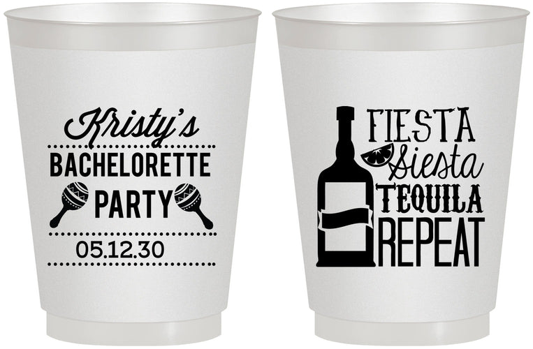 Personalized Bachelorette 16 oz Frosted Cups - Fiesta Siesta Tequila Repeat | 60002