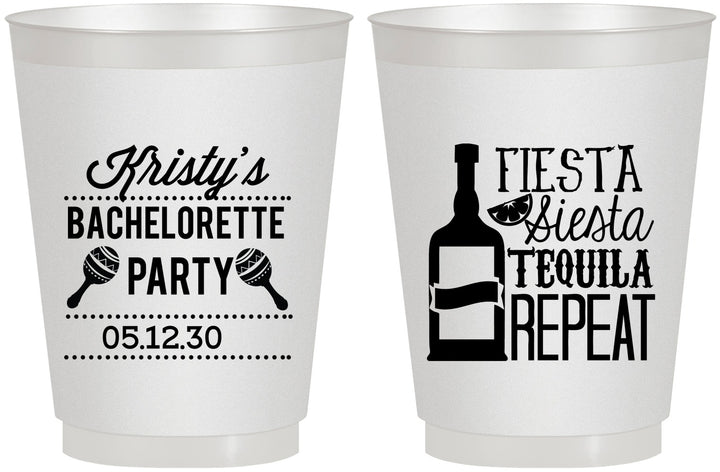 Personalized Bachelorette 16 oz Frosted Cups - Fiesta Siesta Tequila Repeat | 60002