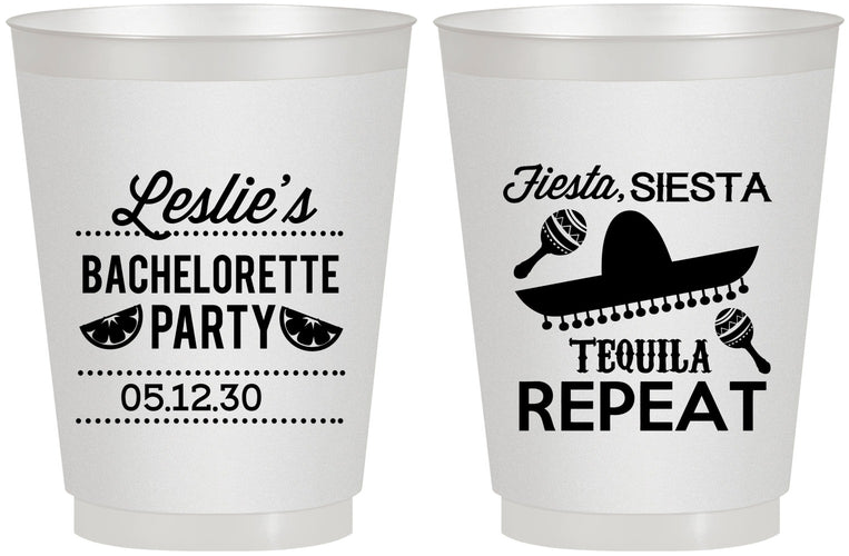 Personalized Bachelorette 16 oz Frosted Cups - Fiesta Siesta Tequila Repeat | 60003