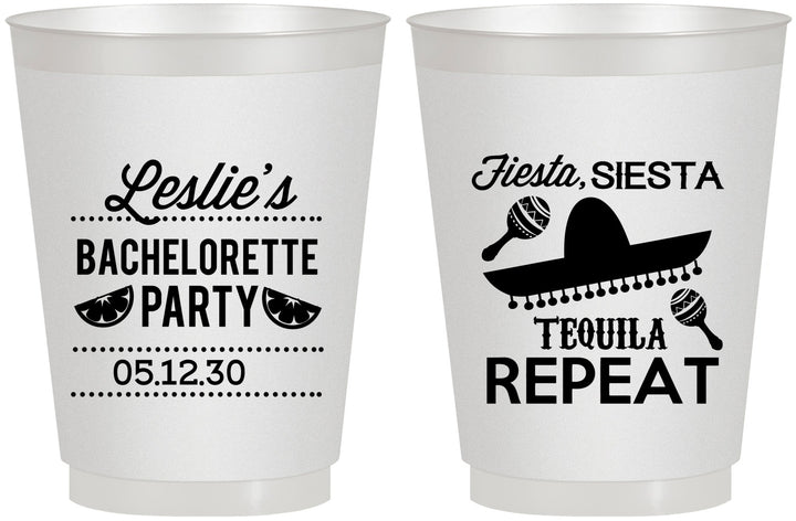 Personalized Bachelorette 16 oz Frosted Cups - Fiesta Siesta Tequila Repeat | 60003