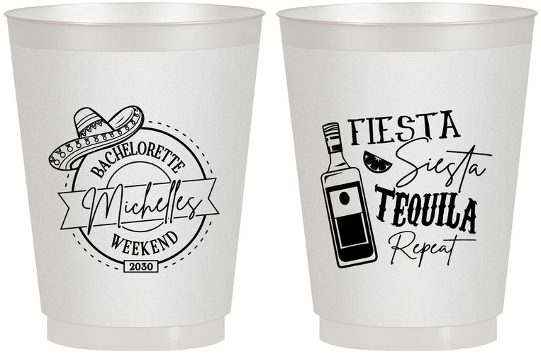 Personalized Bachelorette 16 oz Frosted Cups - Fiesta Siesta Tequila Repeat | 60004