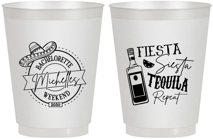 Personalized Bachelorette 16 oz Frosted Cups - Fiesta Siesta Tequila Repeat | 60004
