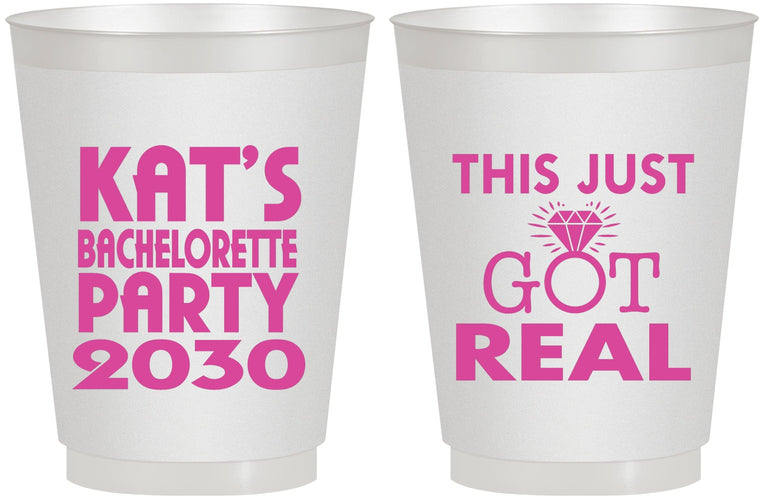 Personalized Bachelorette 16 oz Frosted Cups - This Just Got Real | 60013