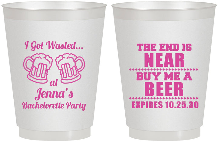 Personalized Bachelorette 16 oz Frosted Cups - I Got Wasted | 60015