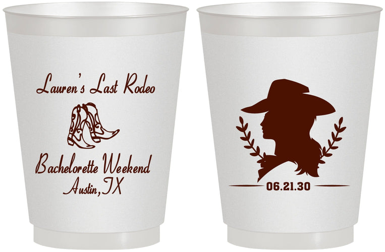 Personalized Bachelorette 16 oz Frosted Cups - Last Rodeo | 60022