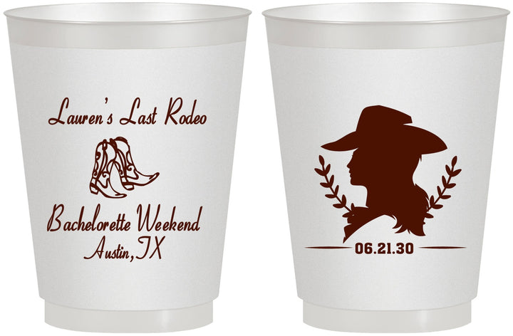 Personalized Bachelorette 16 oz Frosted Cups - Last Rodeo | 60022