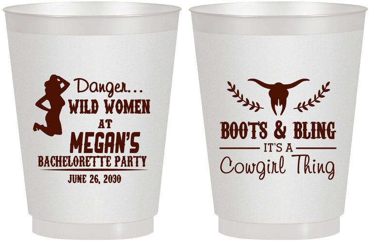 Personalized Bachelorette 16 oz Frosted Cups - Boots And Bling | 60023