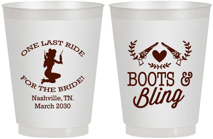 Personalized Bachelorette 16 oz Frosted Cups - One Last Ride | 60024