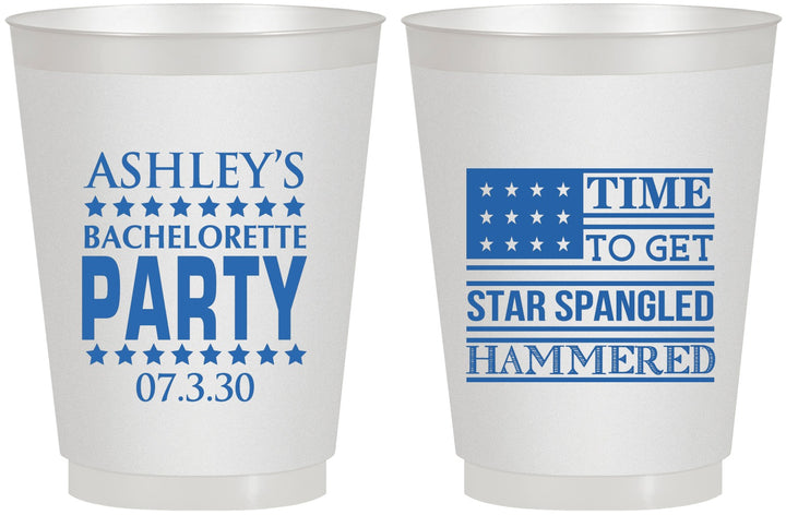 Personalized Bachelorette 16 oz Frosted Cups - Star Spangled Hammered | 60025