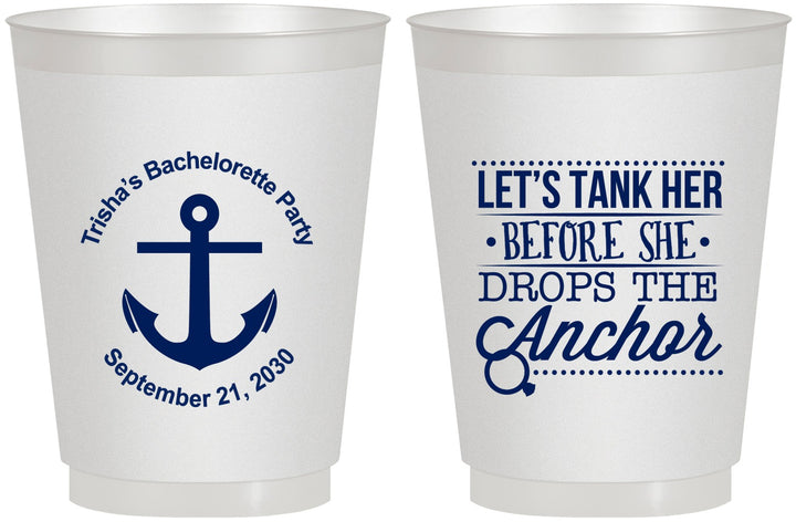 Personalized Bachelorette 16 oz Frosted Cups - Tank Her Drop Anchor | 60026