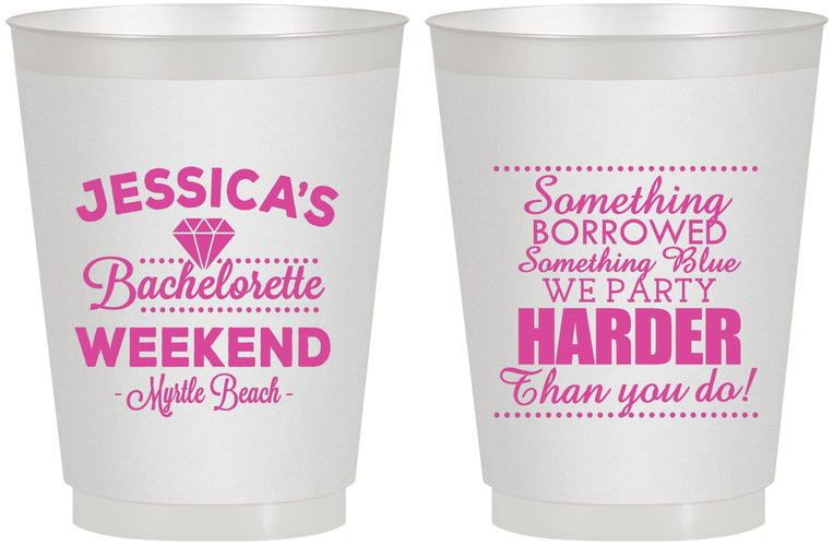 Personalized Bachelorette 16 oz Frosted Cups - Something Borrowed | 60028