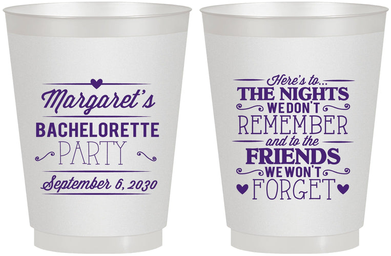 Personalized Bachelorette 16 oz Frosted Cups - Nights Remember | 60034
