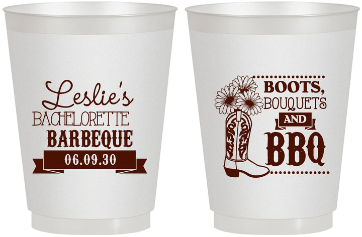 Personalized Bachelorette 16 oz Frosted Cups - Boots Bouquets Bbq | 60035