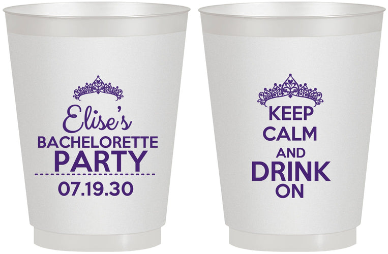 Personalized Bachelorette 16 oz Frosted Cups - Keep Calm Drink On | 60036