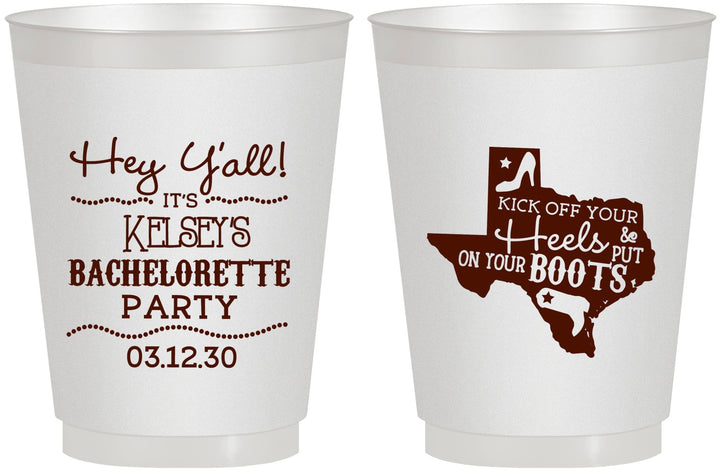 Personalized Bachelorette 16 oz Frosted Cups - Texas Cowgirl | 60041