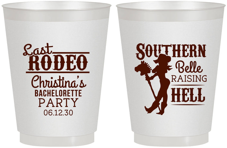 Personalized Bachelorette 16 oz Frosted Cups - Raising Hell Last Rodeo | 60042