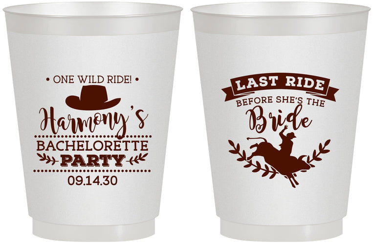 Personalized Bachelorette 16 oz Frosted Cups - Last Ride Before Bride | 60046