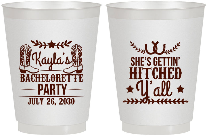 Personalized Bachelorette 16 oz Frosted Cups - Getting Hitched Yall | 60047