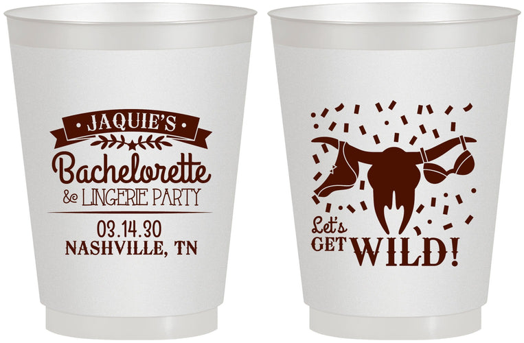 Personalized Bachelorette 16 oz Frosted Cups - Lets Get Wild Cowgirl | 60048