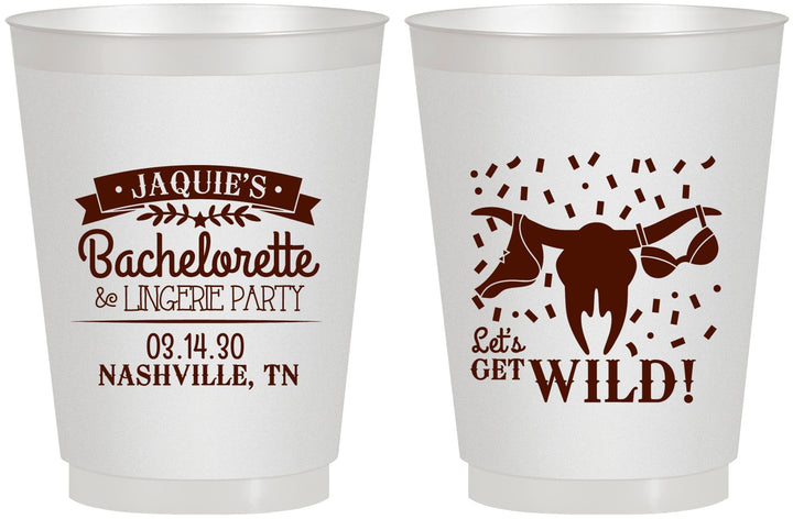 Personalized Bachelorette 16 oz Frosted Cups - Lets Get Wild Cowgirl | 60048