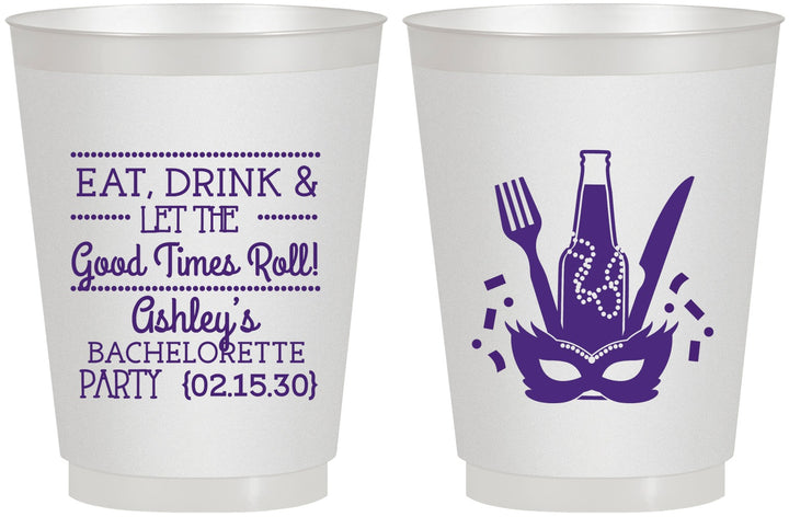 Personalized Bachelorette 16 oz Frosted Cups - Mardi Gras | 60057